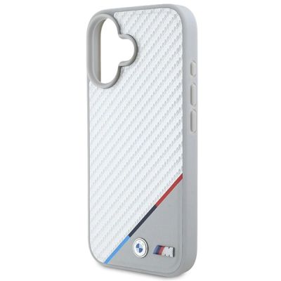 6. Etui BMW M Carbon Tricolor Line MagSafe na iPhone 16 - szare