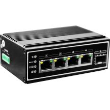 LevelOne IGP-0502 - Przełącznik - -40 °C do 75 °C - 4 x 10/100/1000 (PoE+) + 1 x Gigabit SFP - Biurko, Montaż na szynie DIN, Możliwość montażu na ścianie - PoE+ (120 W) - Zasilanie prądem stałym
