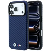 Etui BMW M Carbon Metal Logo MagSafe na iPhone 17 Pro / 18 Pro - granatowe