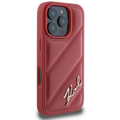 4. Etui Karl Lagerfeld Quilted Signature na iPhone 16 Pro - czerwone