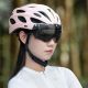 13. Kask rowerowy Rockbros z szybką, odpinane okulary z ochroną UV, odłączany daszek, unisex - różowy
