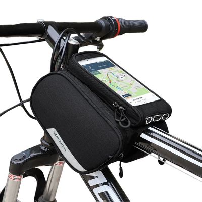 11. Wozinsky torba rowerowa na ramę + odczepiany pokrowiec na telefon do 6,5" 1,5l czarna (WBB7BK)