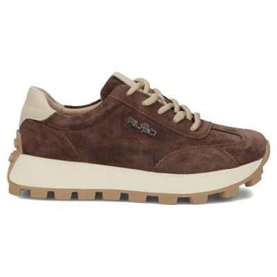 3. Skórzane półbuty sneakersy na platformie brązowe Filippo DP7498