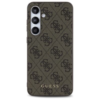 3. Guess GUHCS24FEG4GFBR S24 FE S721         brązowy/brown hardcase 4G Metal Gold Logo