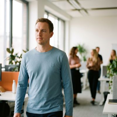 2. Koszulka męska Boss Tacks z długim rękawem na co dzień 100% bawełny wygonda