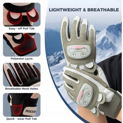 3. ROCKBROS rękawiczki sportowe dziecięce czar-róż XL