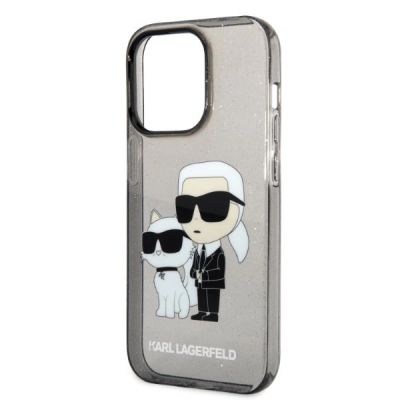 6. Etui Karl Lagerfeld Glitter Karl&Choupette na iPhone 14 Pro - czarne