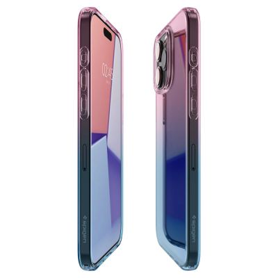 9. Etui Spigen Liquid Crystal na iPhone 15 Pro - różowo-niebieskie
