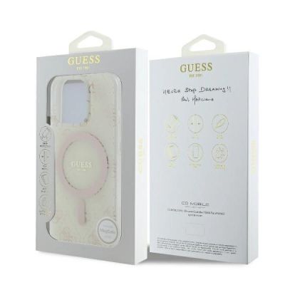8. Etui Guess IML 4G Background MagSafe na iPhone 16 Pro - białe