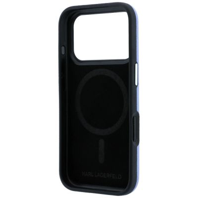 7. Etui Karl Lagerfeld Grained Elongated Logo MagSafe na iPhone 17 Pro / 18 Pro - niebieskie