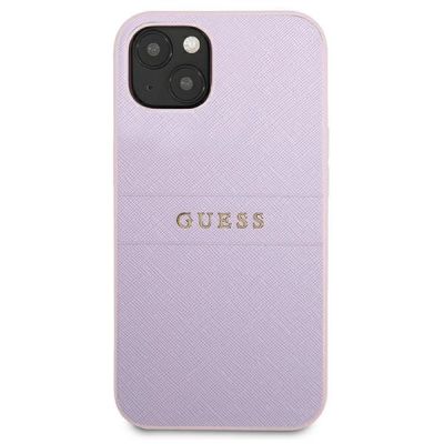 3. Etui Guess Saffiano Hot Stamp & Metal Logo na iPhone 13 mini - fioletowe