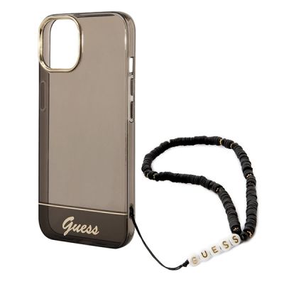 5. Etui Guess Translucent Pearl Strap na iPhone 14 - czarne