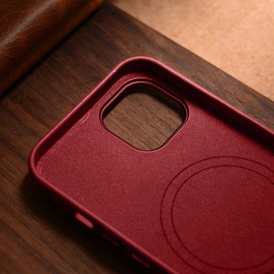 19. iCarer Case Leather pokrowiec etui z naturalnej skóry do iPhone 14 Plus czerwony (kompatybilne z MagSafe)