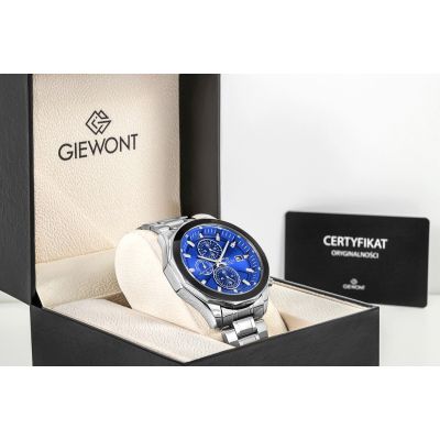 7. Zegarek Męski Giewont Chronograph Sapphire Srebrno Niebieski GW7290-B3