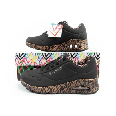10. Skechers Uno-Loving Love buty sneakersy sportowe damskie modne czarne