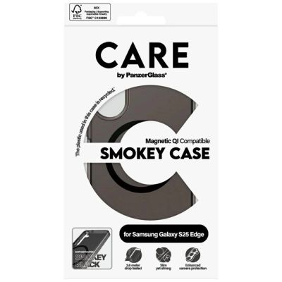4. Etui CARE by PanzerGlass Flagship Urban Combat Black QI na Samsung Galaxy S25 Edge - półprzezroczyste