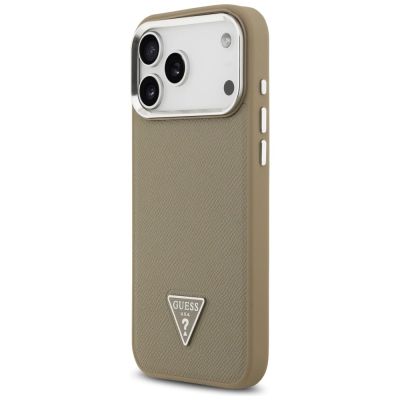2. Etui Guess Grained Triangle Logo MagSafe na iPhone 17 Pro Max - brązowe