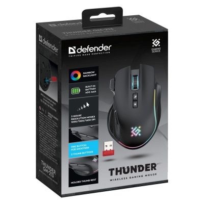 2. DEFENDER MYSZ GM-213 THUNDER RF 1600dpi 8P CZARNA