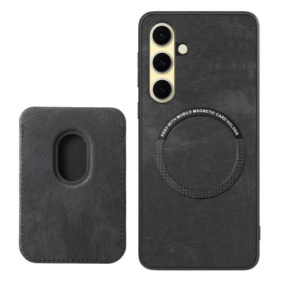 3. Etui na Samsung Galaxy A56 5G ze skóry syntetycznej z odpinanym uchwytem na karty kompatybilne z MagSafe - czarne