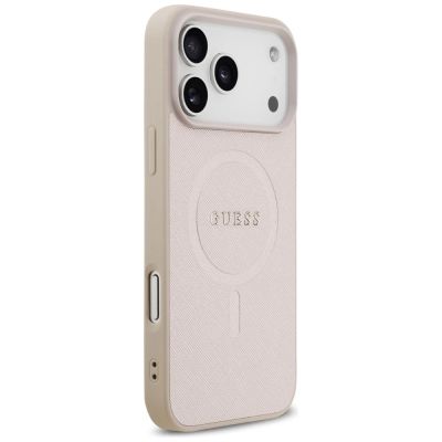 4. Etui Guess Saffiano Classic Logo MagSafe na iPhone 18 Pro Max / iPhone 17 Pro Max - różowe
