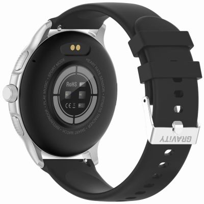 9. Smartwatch Damski GRAVITY GT12-7 Czarny Pasek Silikonowy + Srebrna Bransoleta