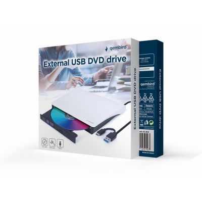 2. GEMBIRD ZEWNĘTRZNA NAGRYWARKA DVD 8X, CD 24X USB 3.1 SLIM CZARNO-BIAŁA