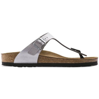 8. Japonki damskie Birkenstock Gizeh Birko-Flor srebrne regular szerokie (0043851)
