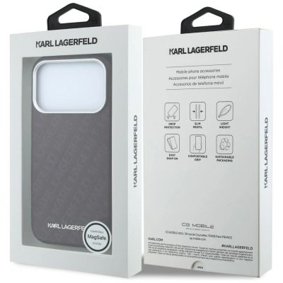 8. Etui Karl Lagerfeld Grained Allover Logo Metal Elongated MagSafe na iPhone 17 Pro Max / 18 Pro Max - burgundowe