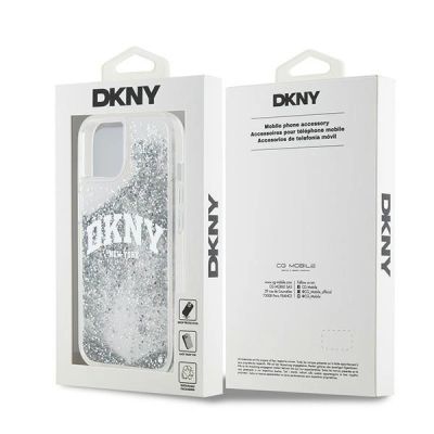 8. Etui DKNY Liquid Glitter Big Logo na iPhone 15 / 14 / 13 - białe