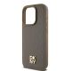 6. Etui DKNY Leather Pattern Metal Logo MagSafe na iPhone 14 Pro Max - brązowe