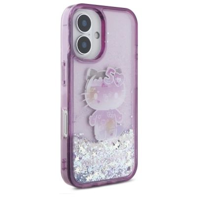 4. Etui Hello Kitty Liquid Glitter 50TH Anniversary Party na iPhone 16 - fioletowe