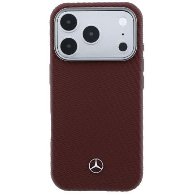 3. Etui Mercedes Leather Semi Wrap Wood Effect MagSafe na iPhone 17 Pro - czerwone