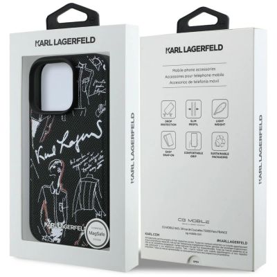 8. Etui Karl Lagerfeld Grained Pattern & Logo MagSafe na iPhone 16 Pro - czarne