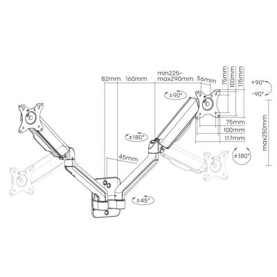 10. Uchwyt ścienny Equip 17"-32"/2TFT 180°GF 2Joints 9Kg sw lite Sprzedaż detaliczna