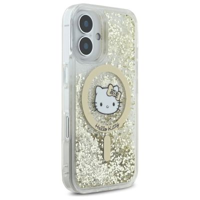 4. Etui Hello Kitty Liquid Glitter Fever MagSafe na iPhone 16 - złote