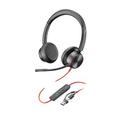 Zestaw słuchawkowy POLY Blackwire 8225 Stereo 8X225AA USB-C z certyfikatem Microsoft Teams + przejściówka USB-C/A
