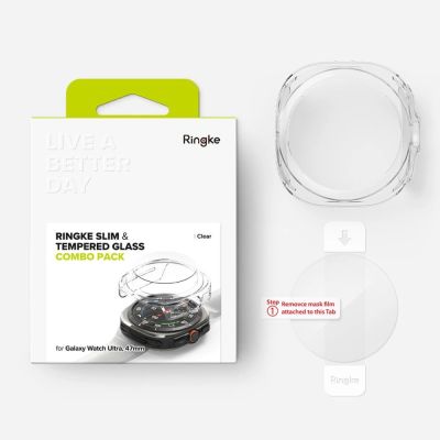 9. Zestaw etui+szkło Ringke Slim & Tempered Glass na Samsung Galaxy Watch Ultra 47 mm - przezroczyste