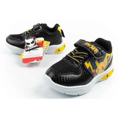 8. Leomil buty sportowe dziecięce sneakersy Pokemon lekkie na rzep LED czarne żółte