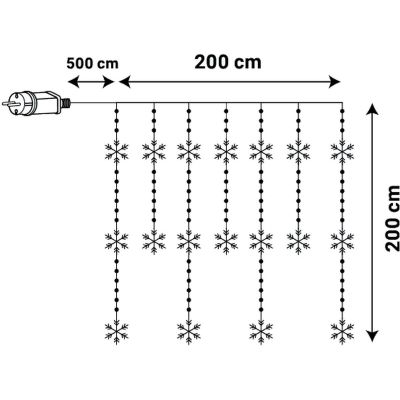 16. LAMPKI CHOINKOWE KURTYNA ŚWIETLNA 200x200 CM 408LED PŁATKI ŚNIEGU MULTIKOLOR