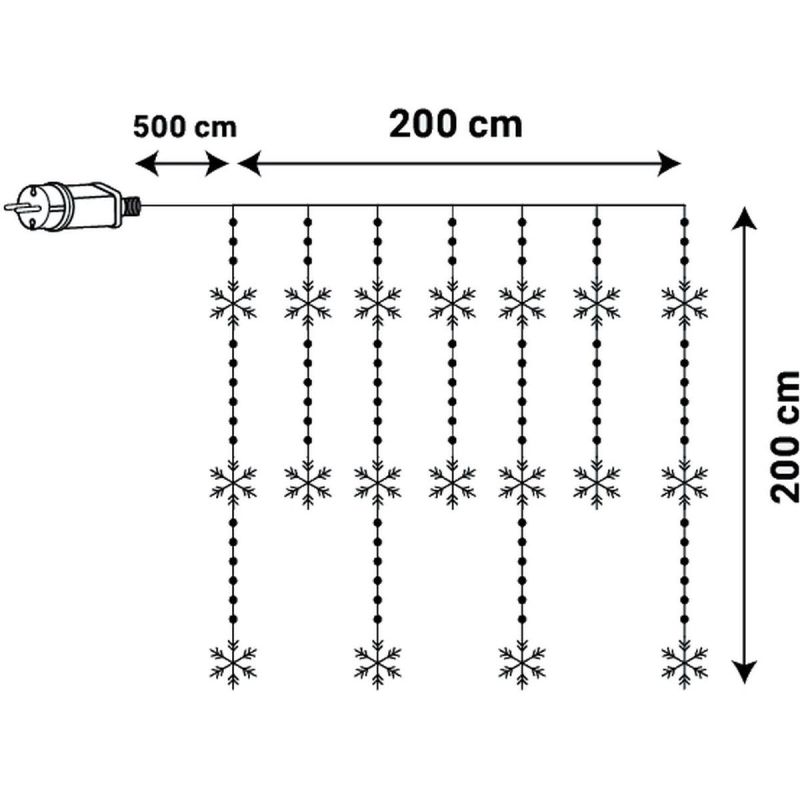 16. LAMPKI CHOINKOWE KURTYNA ŚWIETLNA 200x200 CM 408LED PŁATKI ŚNIEGU MULTIKOLOR