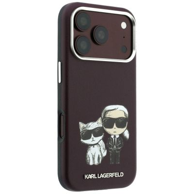 4. Etui Karl Lagerfeld Smooth Karl & Choupette Bodies Sketch MagSafe do iPhone 18 Pro / 17 Pro - burgundowe