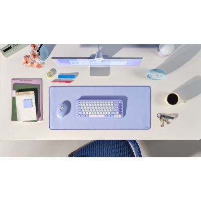 10. Logitech Pop Icon Combo klawiatura Dołączona myszka Uniwersalne Bluetooth QWERTY Turecki Liliowy, Biały