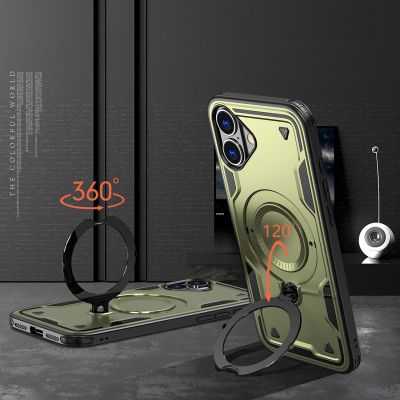 3. Etui Hybrid Armor Trendy z MagSafe na iPhone 16 - zielone