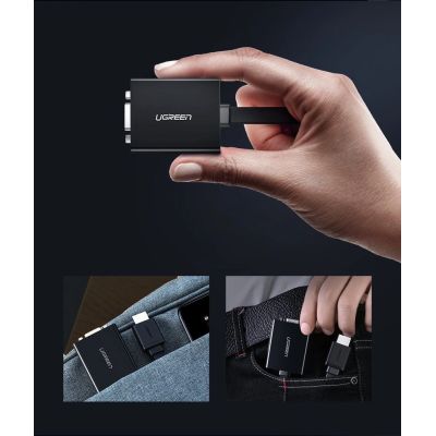 9. Ugreen adapter przejściówka HDMI - VGA micro USB / audio 3,5 mm mini jack czarny (40248)