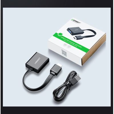 15. Ugreen adapter przejściówka HDMI - VGA micro USB / audio 3,5 mm mini jack czarny (40248)