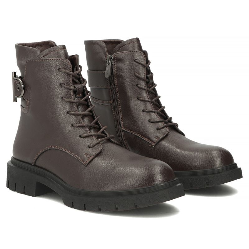 4. Skórzane botki damskie workery ciemny brąz Filippo DBT8018