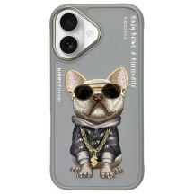 Etui Nimmy Glasses Cool Dog na iPhone 16 - szare