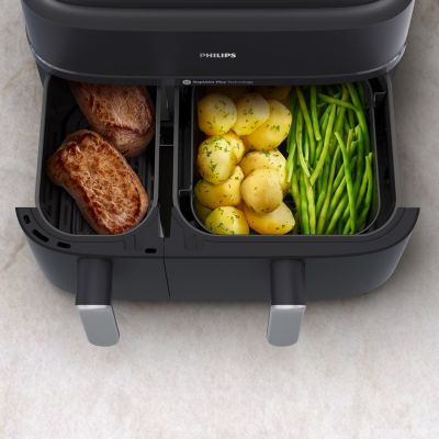 3. Philips 5000 series NA551/00 frytkownica Podwójny 9 l Autonomiczny 2750 W Frytkownica na gorące powietrze Czarny, Srebrny