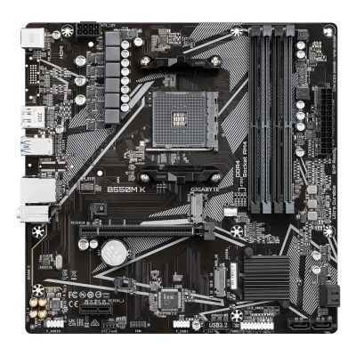 4. Płyta główna Gigabyte B550M K (AMD Ryzen 5000 Series AM4 CPUs, up to 4733MHz DDR4 (OC), 2xPCIe 3.0 M.2, GbE LAN, USB 3.2 Gen1)