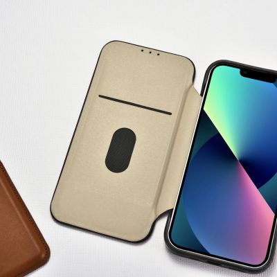 22. iCarer CE Oil Wax Premium Leather Folio Case skórzane etui iPhone 14 Plus z klapką magnetyczne MagSafe czarny (AKI14220707-BK)